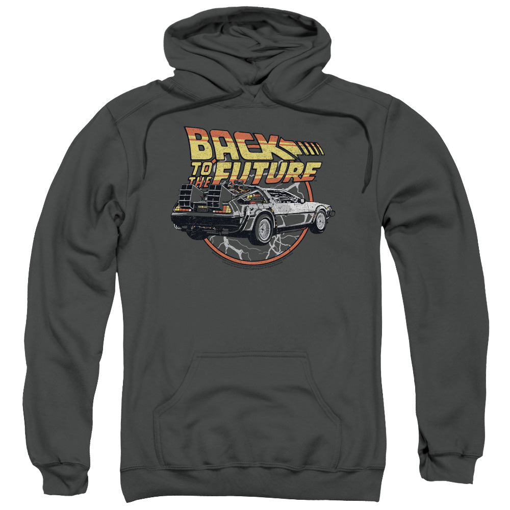 BACK TO THE FUTURE/TIME MACHINE - ADULT PULLOVER HOODIE - CHARCOAL - 2X  CHARCOAL