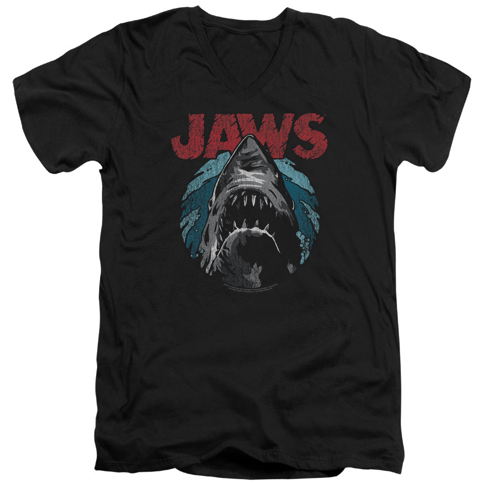 JAWS/WATER CIRCLE - S/S ADULT V-NECK 30/1 - BLACK