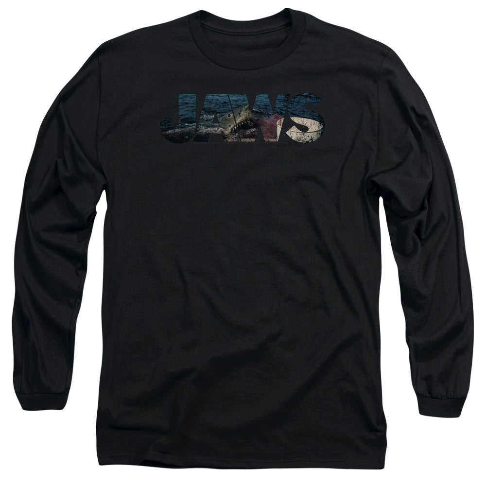 JAWS/LOGO CUTOUT -  L/S ADULT 18/1  - BLACK