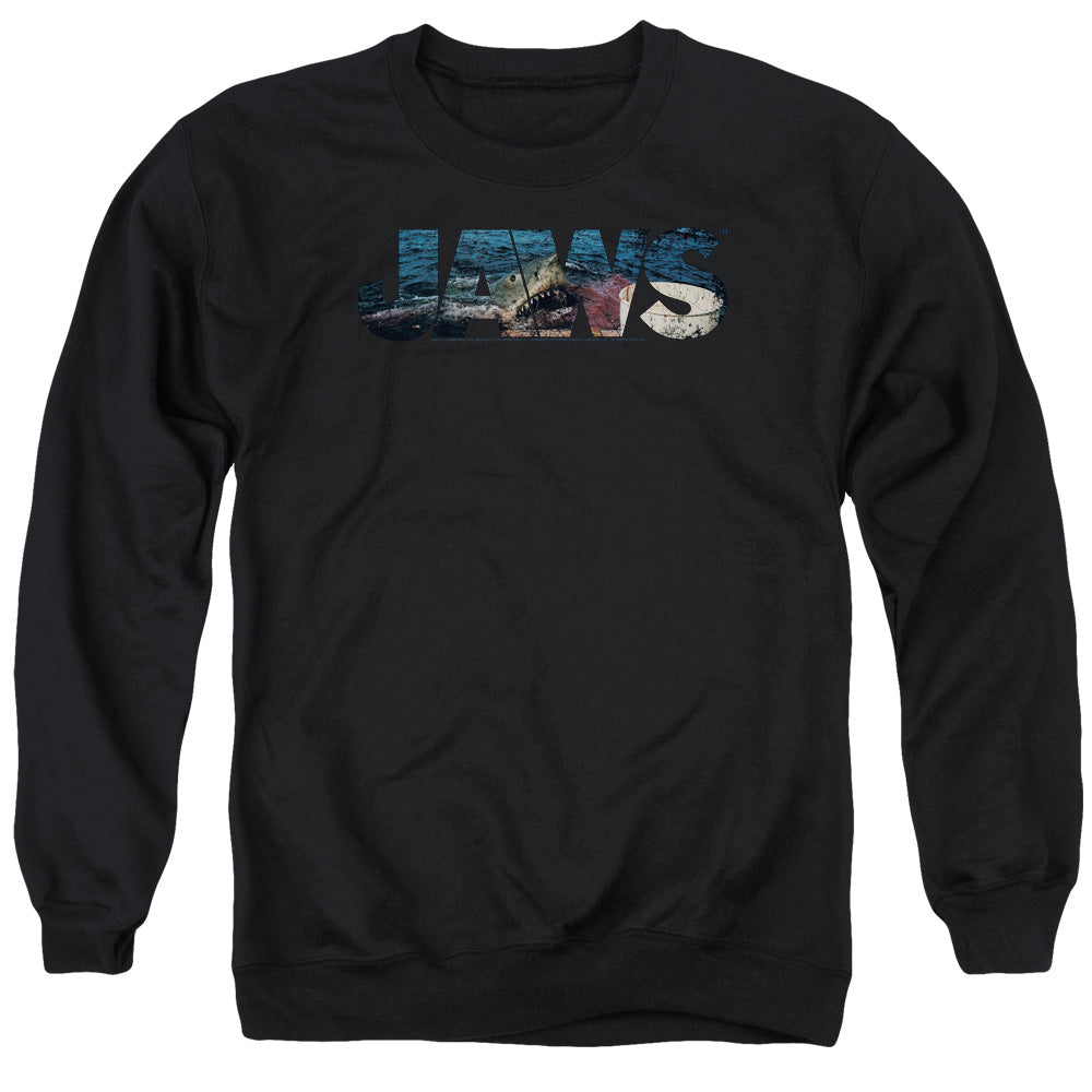 JAWS/LOGO CUTOUT - ADULT CREWNECK SWEATSHIRT - BLACK