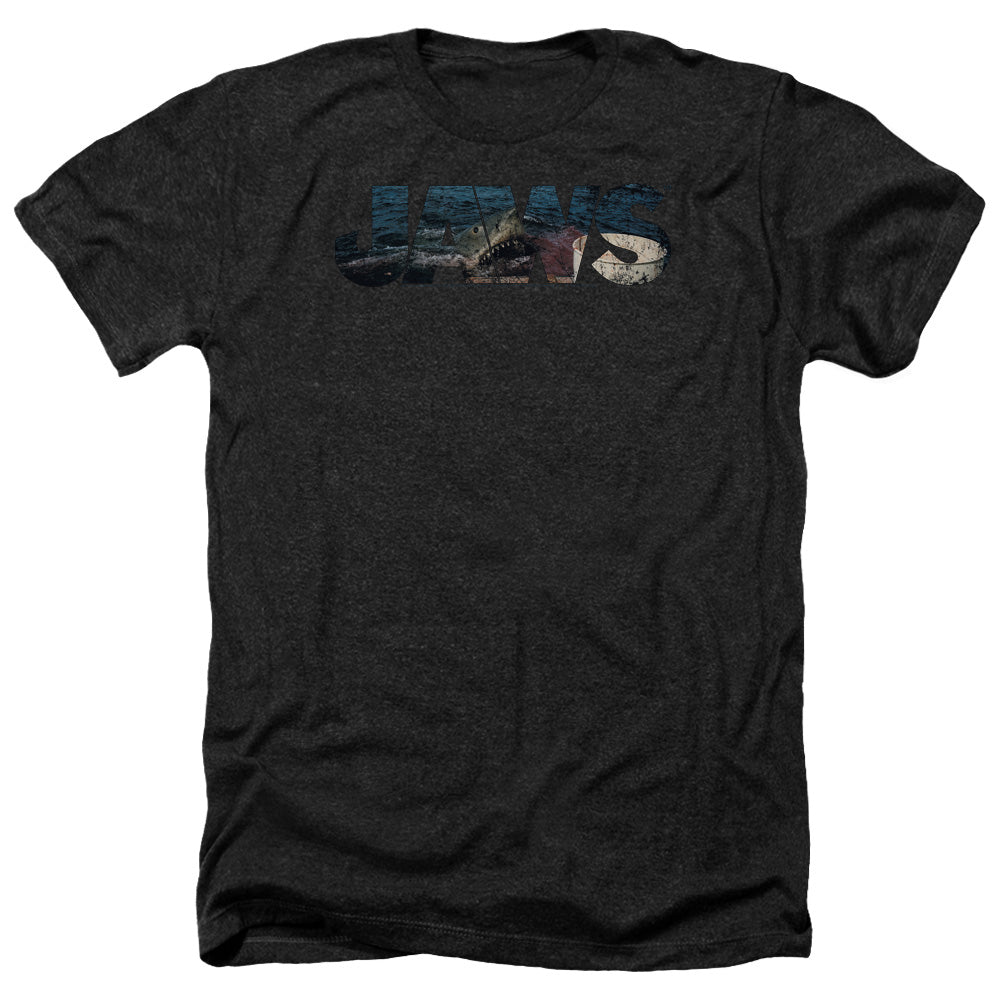 JAWS/LOGO CUTOUT - ADULT HEATHER - BLACK