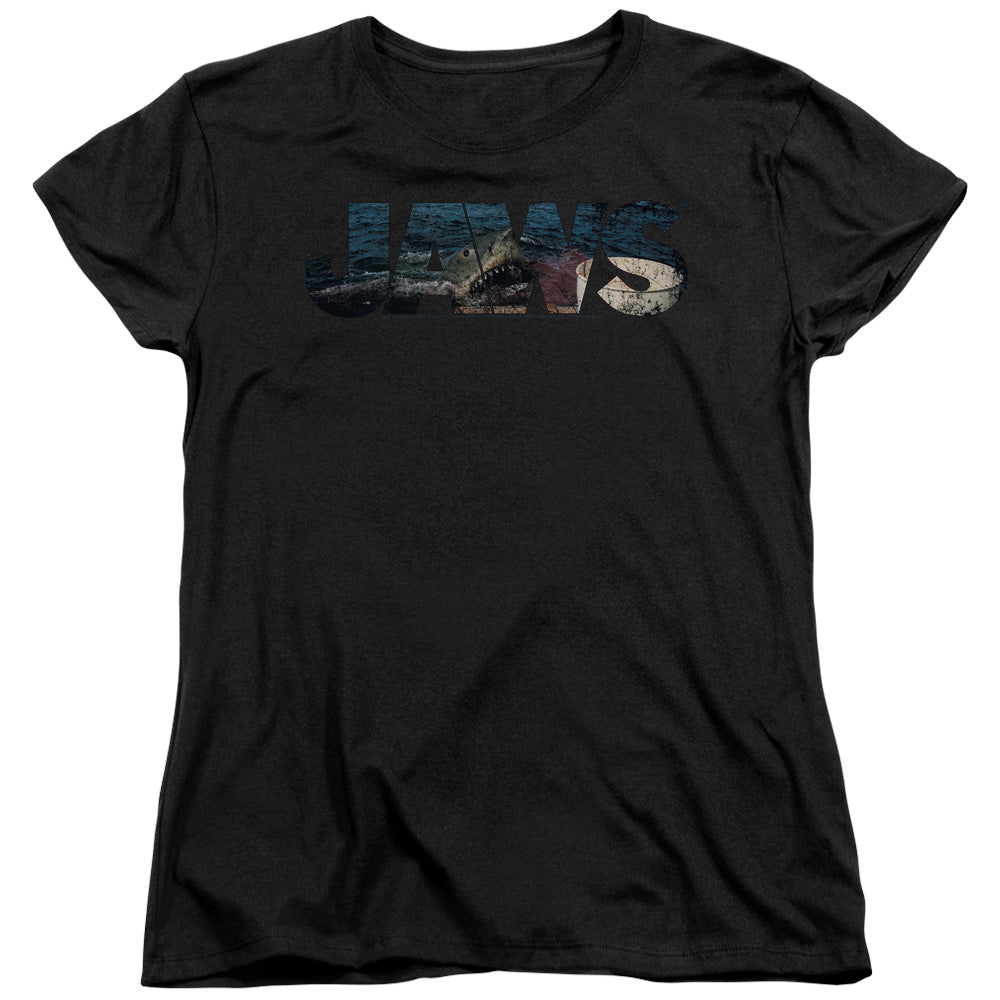 JAWS/LOGO CUTOUT - S/S WOMENS TEE - BLACK