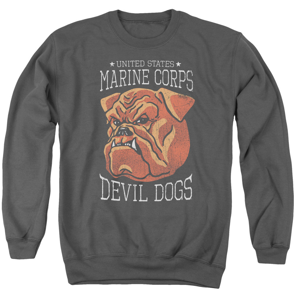 US MARINE CORPS/DEVIL DOGS - ADULT CREWNECK SWEATSHIRT - CHARCOAL