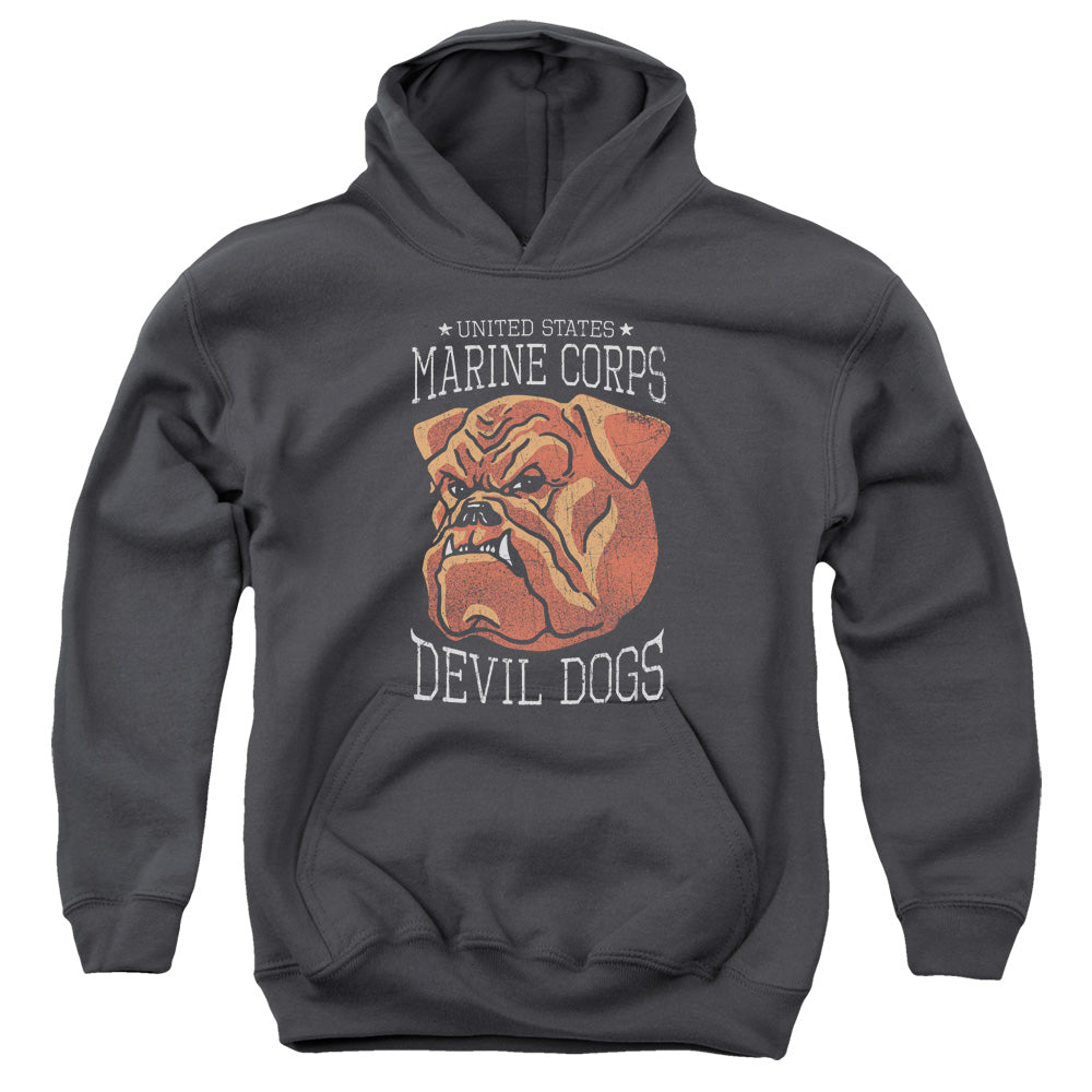 US MARINE CORPS/DEVIL DOGS - YOUTH PULLOVER HOODIE - CHARCOAL