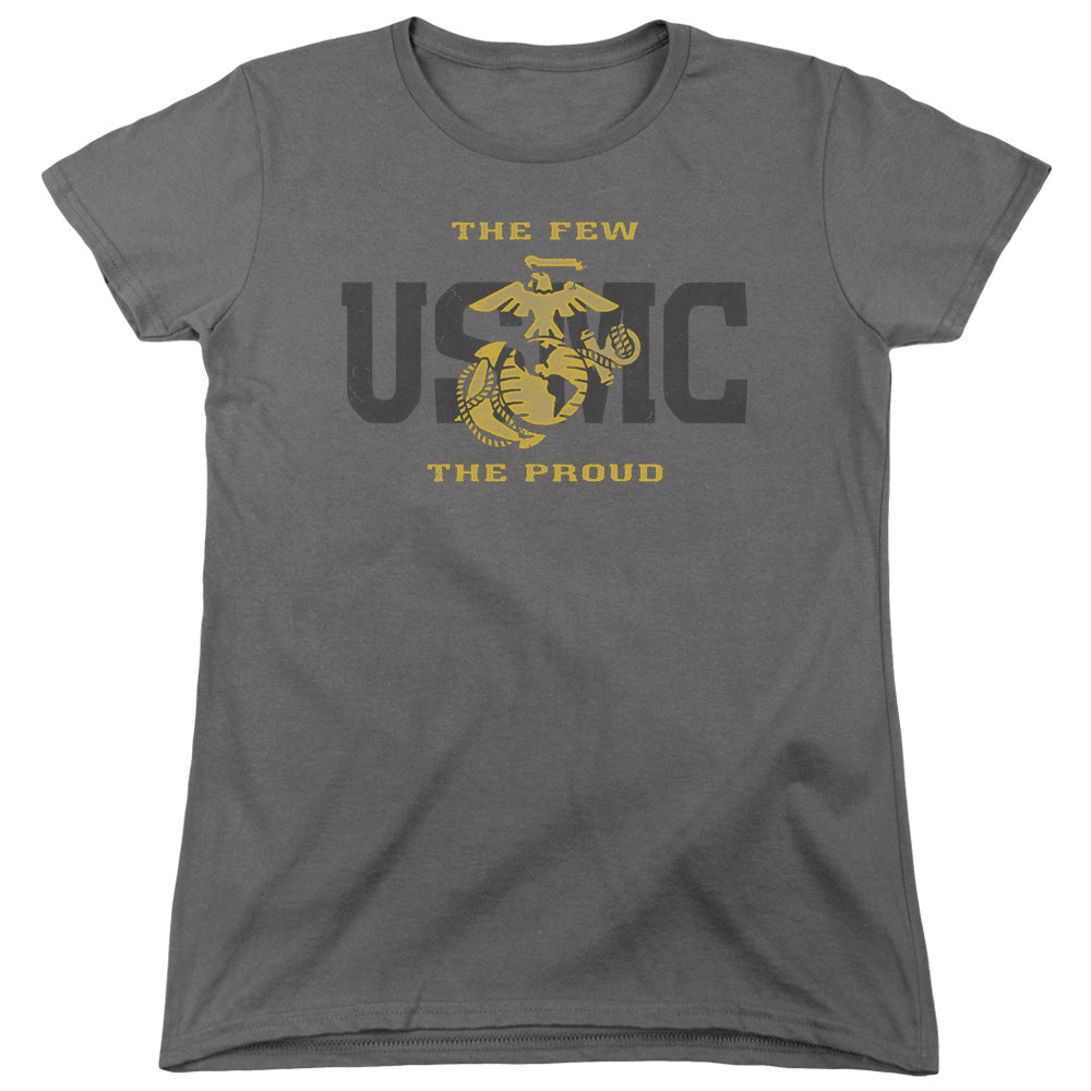 US MARINE CORPS/SPLIT TAG - S/S WOMENS TEE - CHARCOAL
