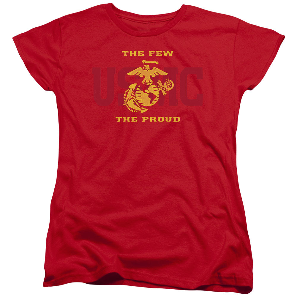 US MARINE CORPS/SPLIT TAG - S/S WOMENS TEE - RED