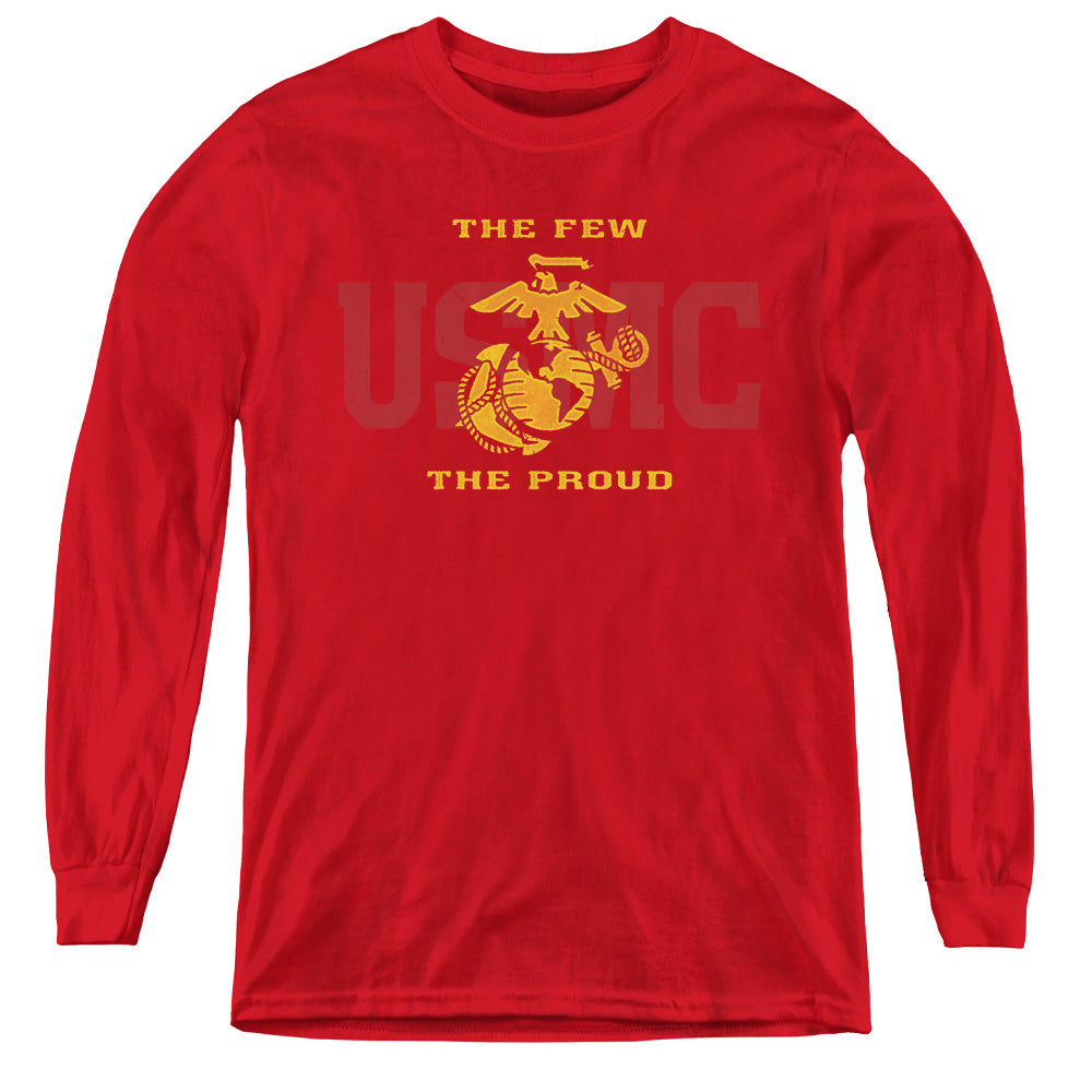 US MARINE CORPS/SPLIT TAG - YOUTH LONG SLEEVE TEE - RED