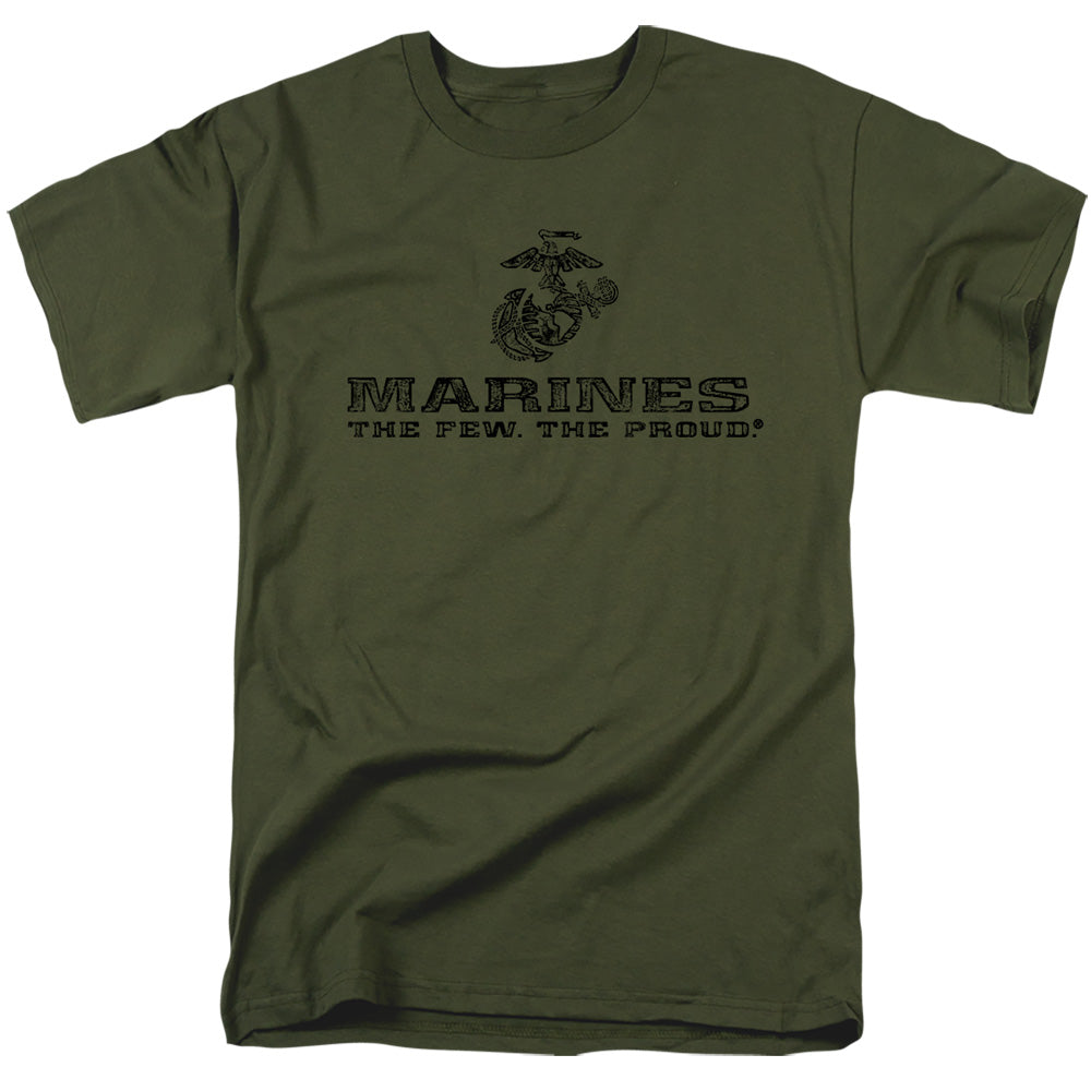 US MARINE CORPS/DISTRESSED LOGO - S/S ADULT 18/1 - MILITARY GREEN
