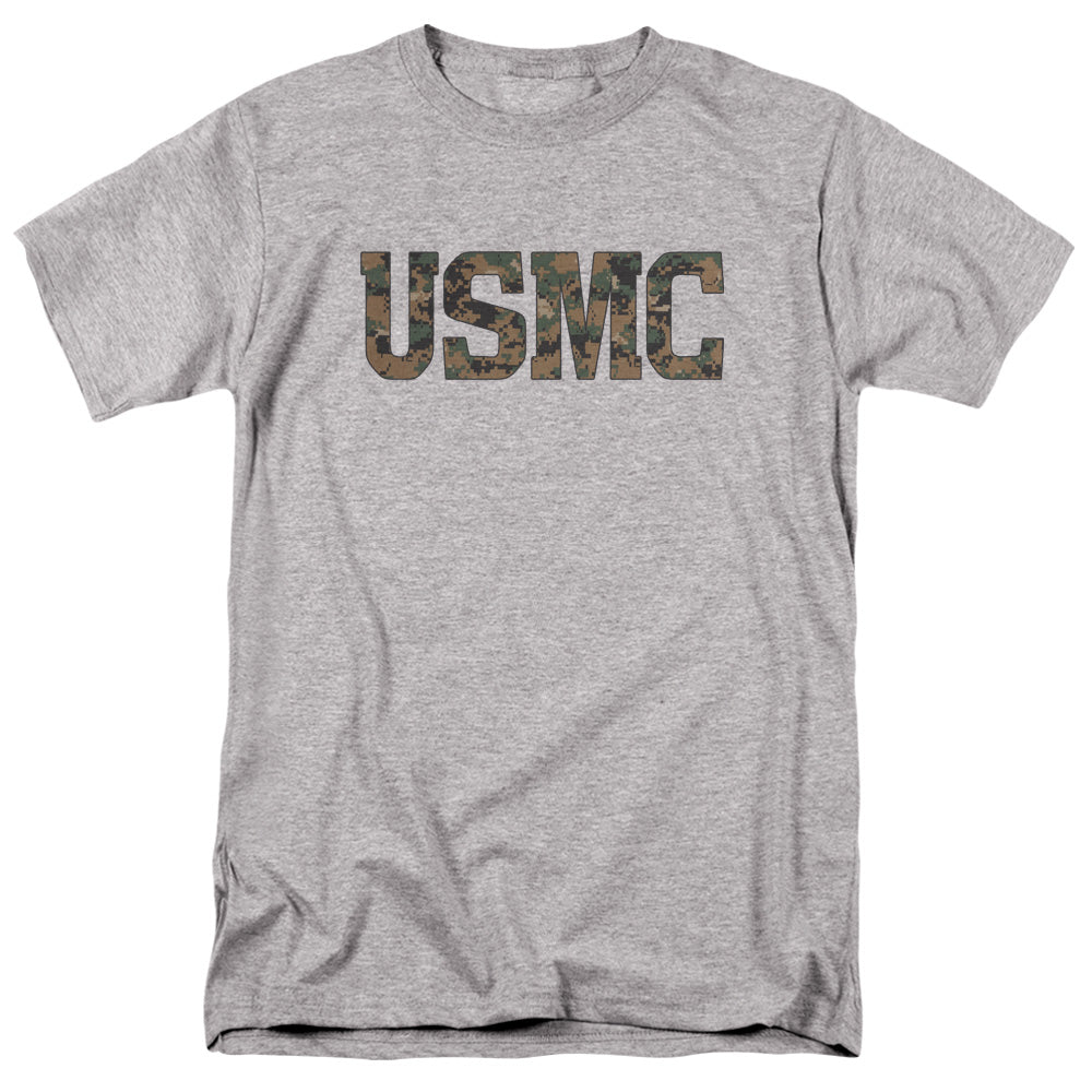 US MARINE CORPS/USMC CAMO FILL - S/S ADULT 18/1 - ATHLETIC HEATHER