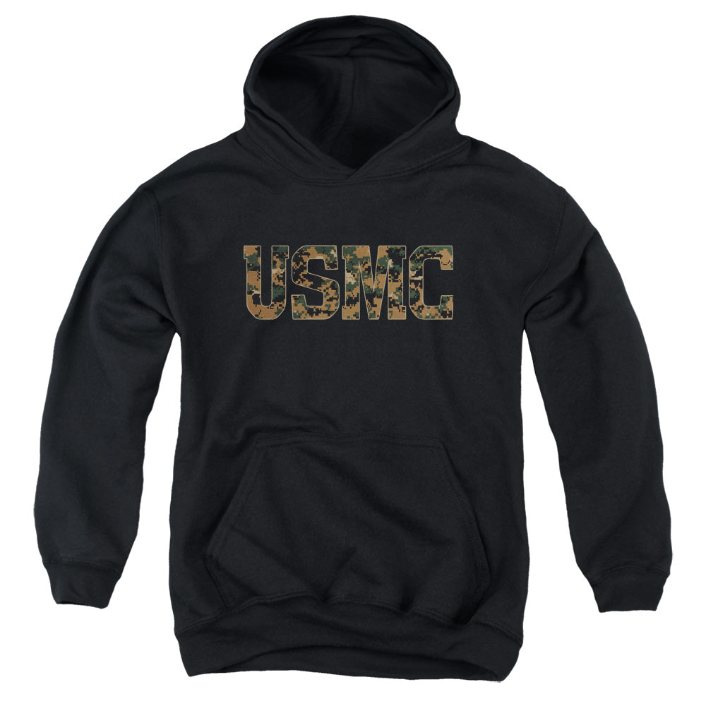 US MARINE CORPS/USMC CAMO FILL - YOUTH PULLOVER HOODIE - BLACK
