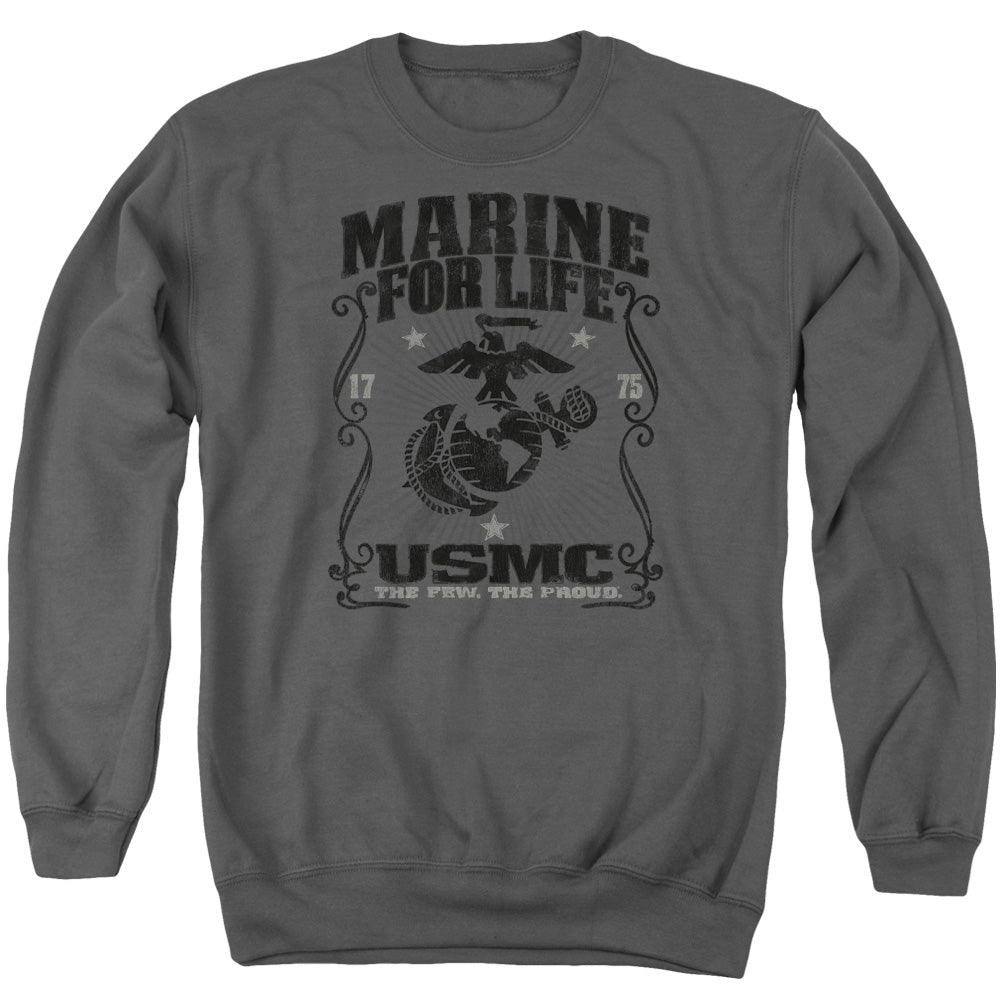 US MARINE CORPS/FOR LIFE - ADULT CREWNECK SWEATSHIRT - CHARCOAL