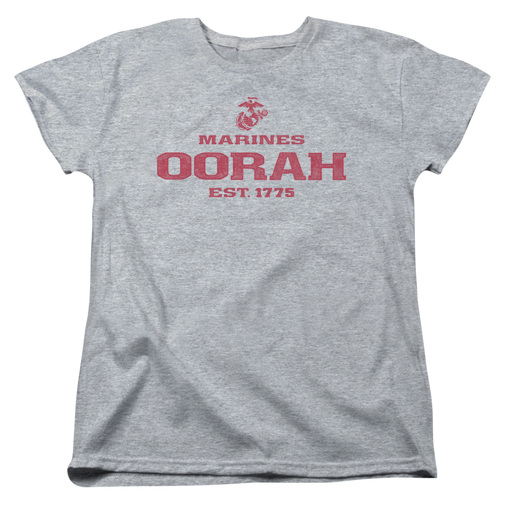 US MARINE CORPS/OORAH - S/S WOMENS TEE - ATHLETIC HEATHER