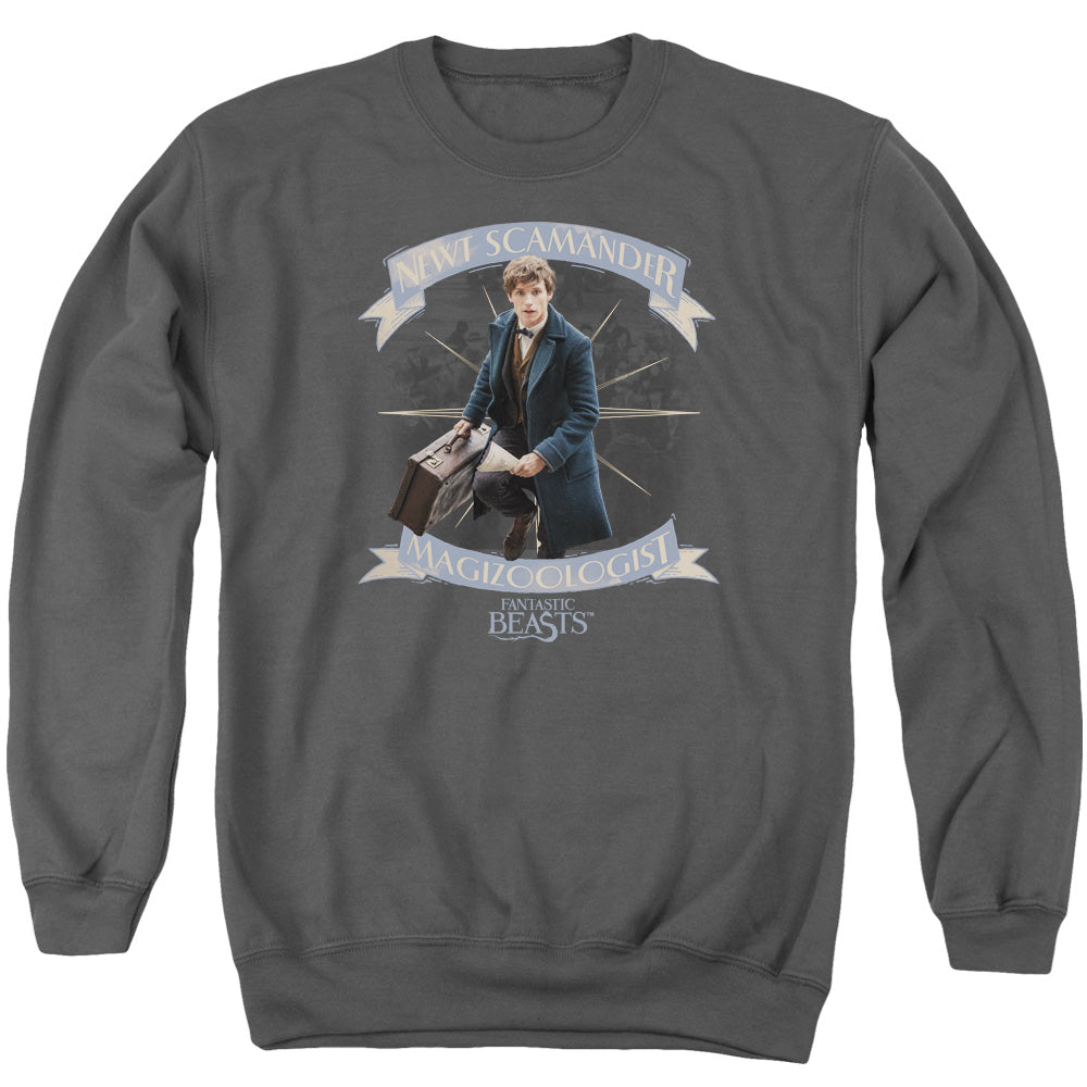 FANTASTIC BEASTS/NEWT SCAMANDER - ADULT CREWNECK SWEATSHIRT - CHARCOAL