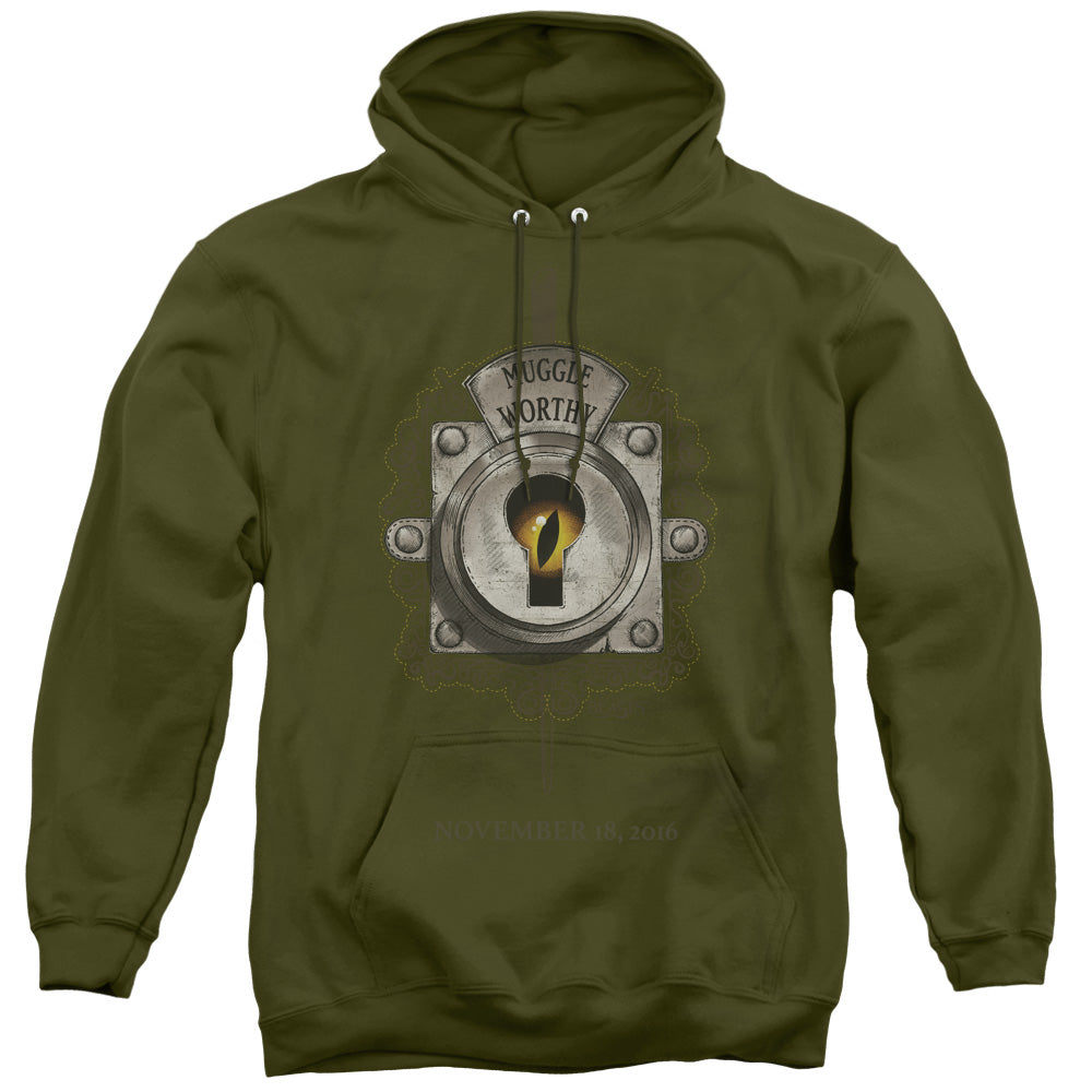 FANTASTIC BEASTS/MUGGLE WORTHY - ADULT PULLOVER HOODIE - MILITARY GREEN