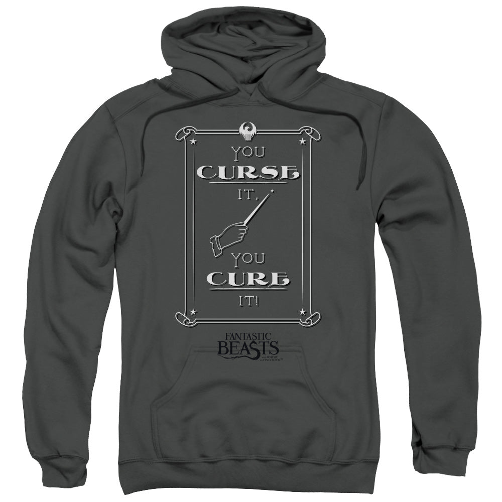 FANTASTIC BEASTS/CURSE IT - ADULT PULLOVER HOODIE - CHARCOAL