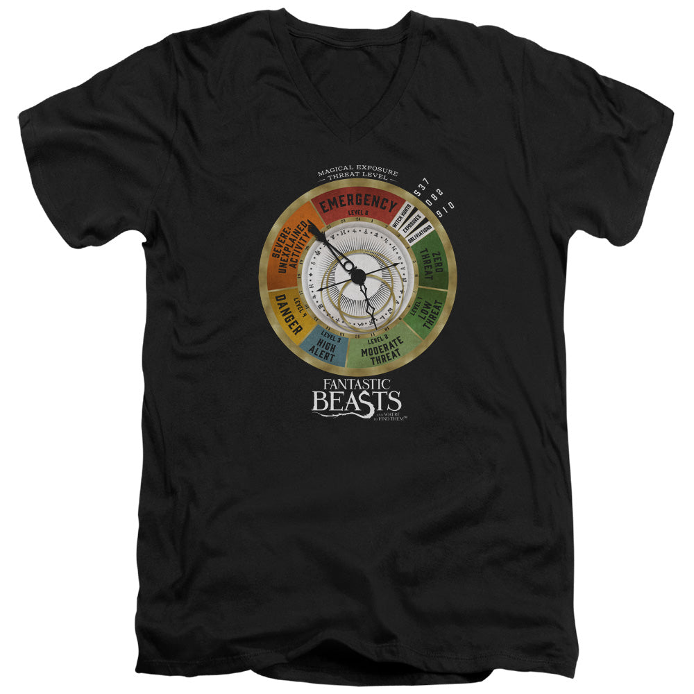 FANTASTIC BEASTS/THREAT GAUGE - S/S ADULT V-NECK 30/1 - BLACK