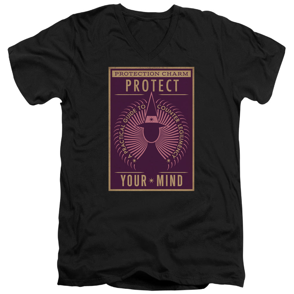 FANTASTIC BEASTS/PROTECT YOUR MIND - S/S ADULT V-NECK 30/1 - BLACK
