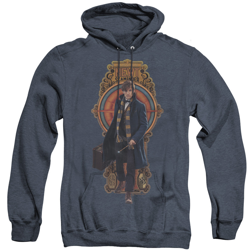 FANTASTIC BEASTS/NEWT SCAMANDER - ADULT HEATHER HOODIE - NAVY
