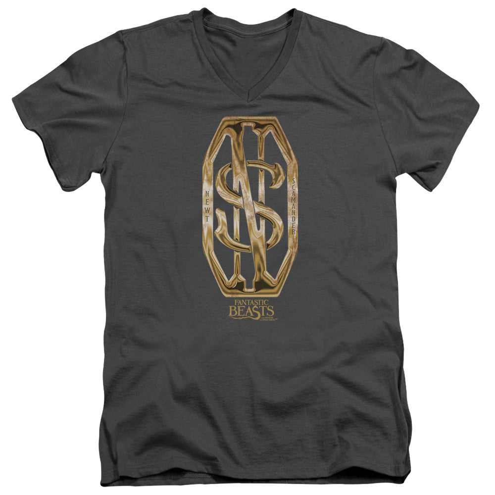 FANTASTIC BEASTS/SCAMANDER MONOGRAM - S/S ADULT V-NECK 30/1 - CHARCOAL