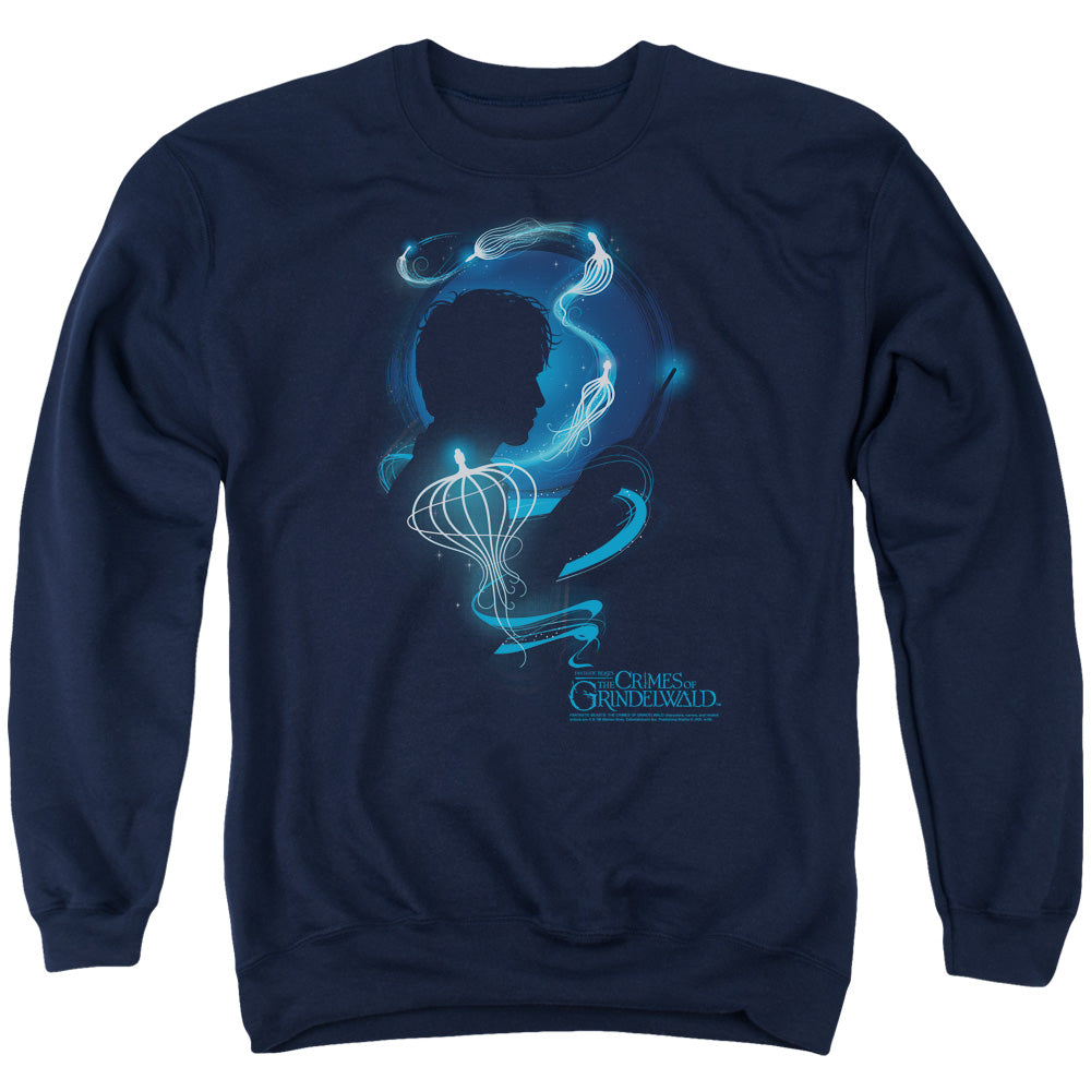 FANTASTIC BEASTS 2/NEWT SILHOUETTE - ADULT CREWNECK SWEATSHIRT - NAVY