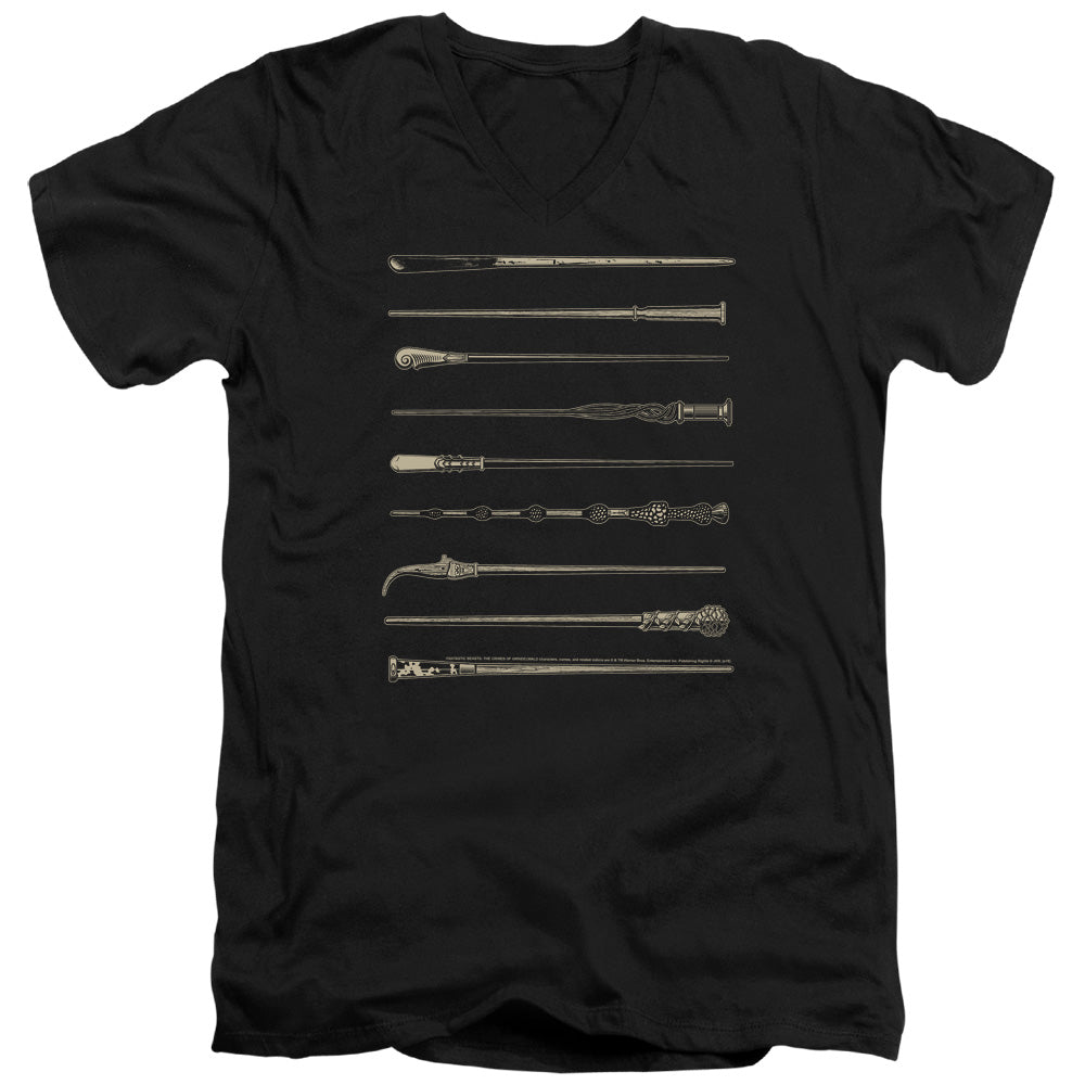 FANTASTIC BEASTS 2/WANDS - S/S ADULT V-NECK 30/1 - BLACK