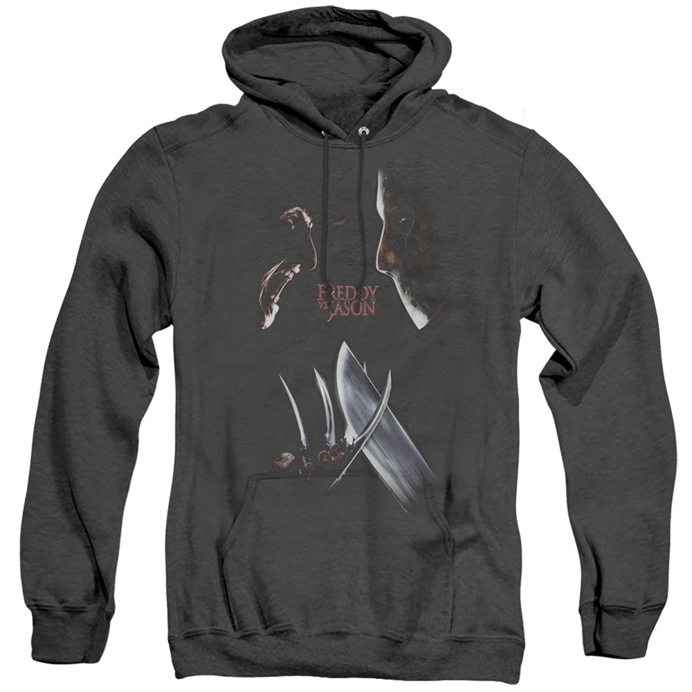 FREDDY VS JASON/FACE OFF - ADULT HEATHER HOODIE - BLACK