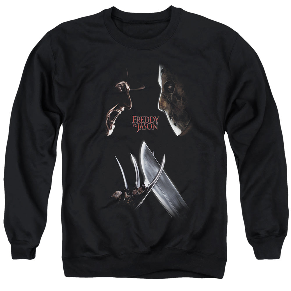 FREDDY VS JASON/FACE OFF - ADULT CREWNECK SWEATSHIRT - BLACK