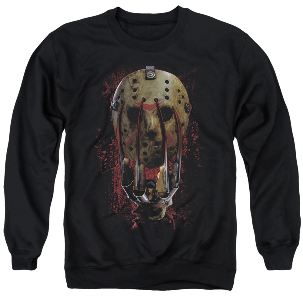 FREDDY VS JASON/MASK AND CLAWS - ADULT CREWNECK SWEATSHIRT - BLACK