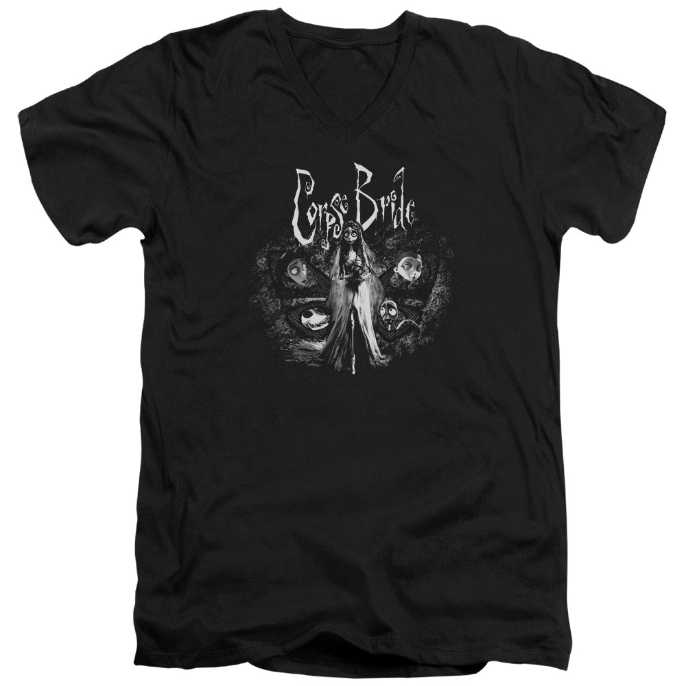 CORPSE BRIDE/BRIDE TO BE - S/S ADULT V-NECK 30/1 - BLACK