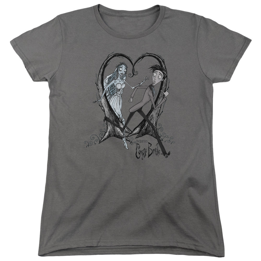 CORPSE BRIDE/RUNAWAY GROOM - S/S WOMENS TEE - CHARCOAL