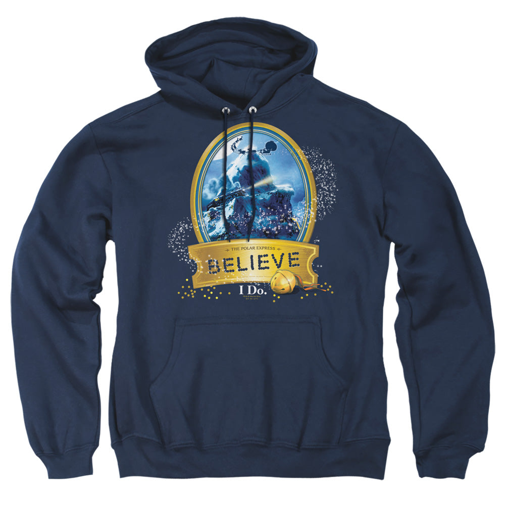 POLAR EXPRESS/TRUE BELIEVER - ADULT PULLOVER HOODIE - NAVY