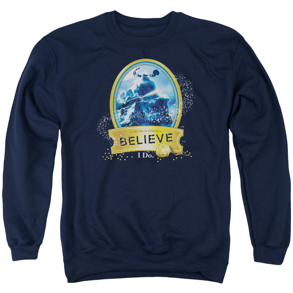 POLAR EXPRESS/TRUE BELIEVER - ADULT CREWNECK SWEATSHIRT - NAVY