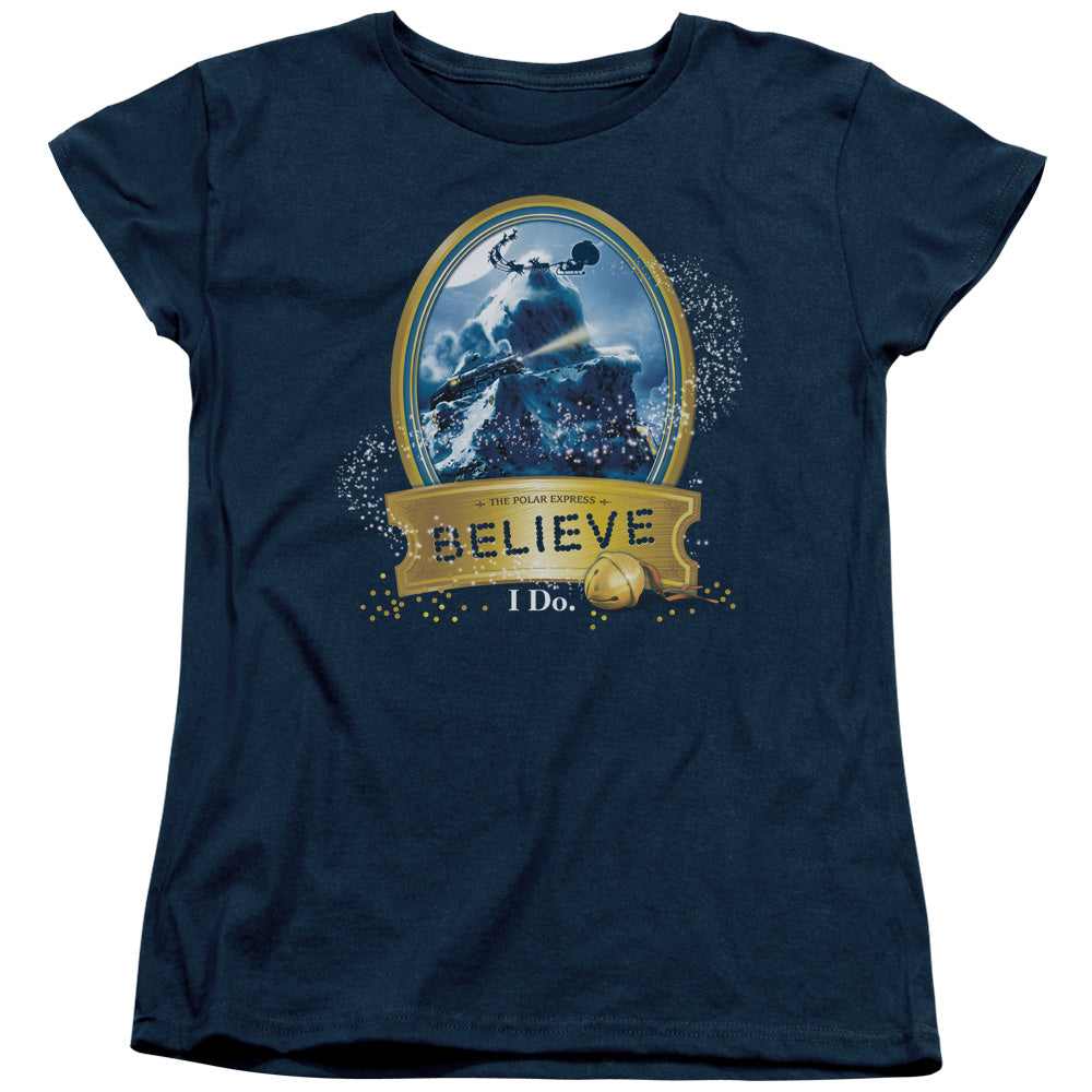 POLAR EXPRESS/TRUE BELIEVER - S/S WOMENS TEE - NAVY
