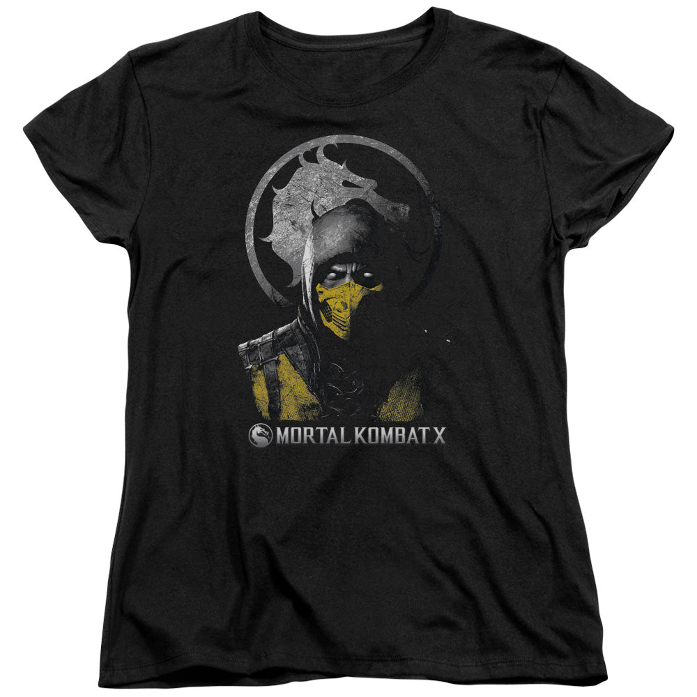 MORTAL KOMBAT X/SCORPION BUST - S/S WOMENS TEE - BLACK
