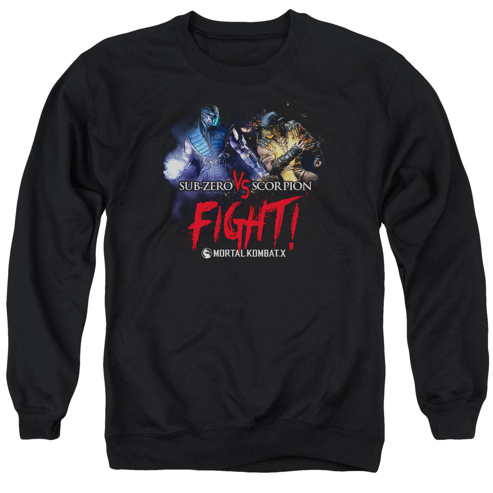 MORTAL KOMBAT X/FIGHT - ADULT CREWNECK SWEATSHIRT - BLACK