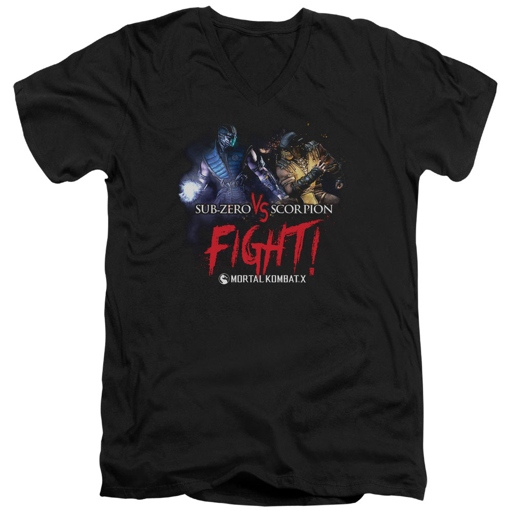 MORTAL KOMBAT X/FIGHT - S/S ADULT V-NECK 30/1 - BLACK
