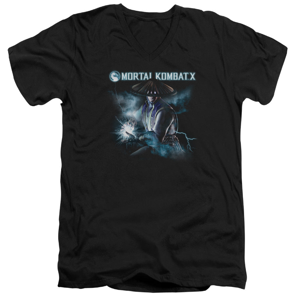 MORTAL KOMBAT X/RAIDEN - S/S ADULT V-NECK 30/1 - BLACK