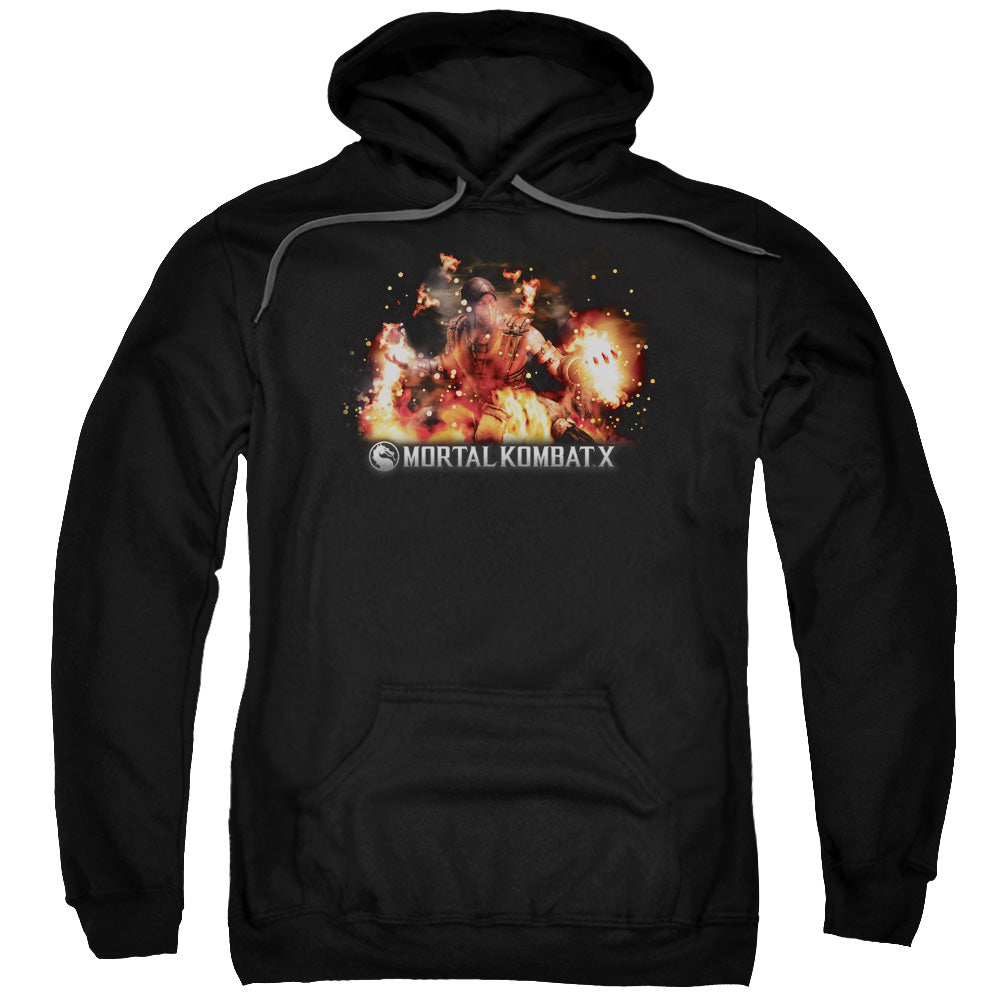 MORTAL KOMBAT X/SCORPIO FLAMES - ADULT PULLOVER HOODIE - BLACK