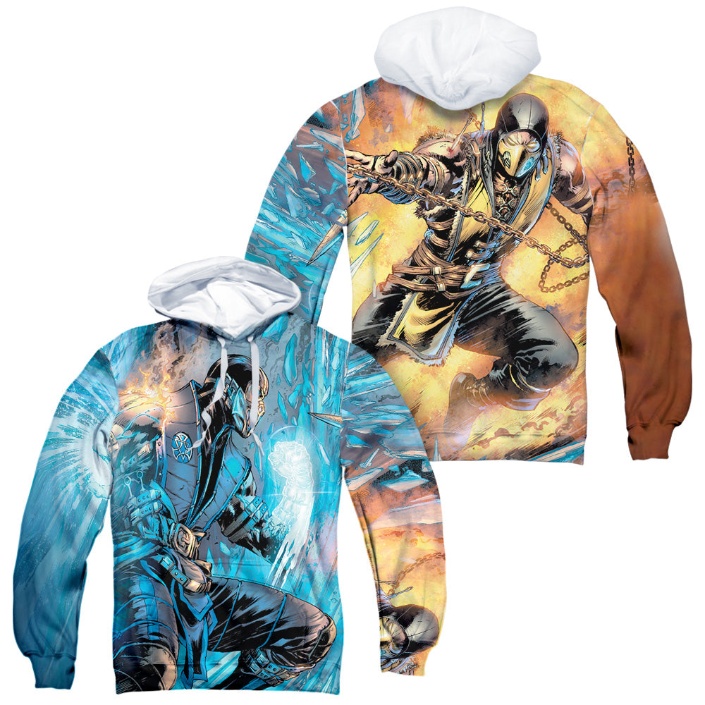 MORTAL KOMBAT/KOMBAT COMIC (FRONT/BACK PRINT) - ADULT POLY PULLOVER HOODIE - MULTI