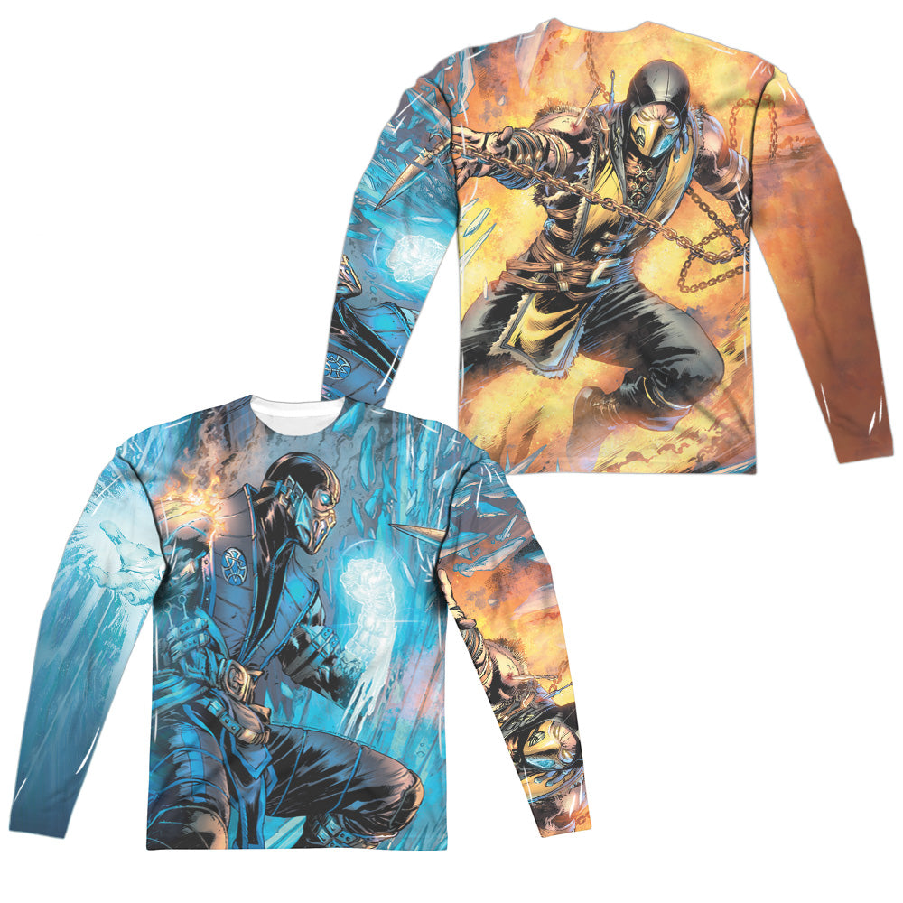 MORTAL KOMBAT/KOMBAT COMIC (FRONT/BACK PRINT) - L/S ADULT POLY CREW  - MULTI