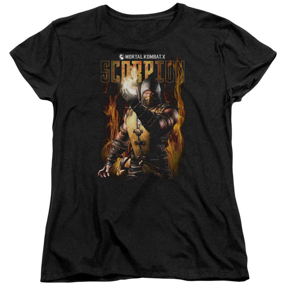 MORTAL KOMBAT/SCORPION - S/S WOMENS TEE - BLACK