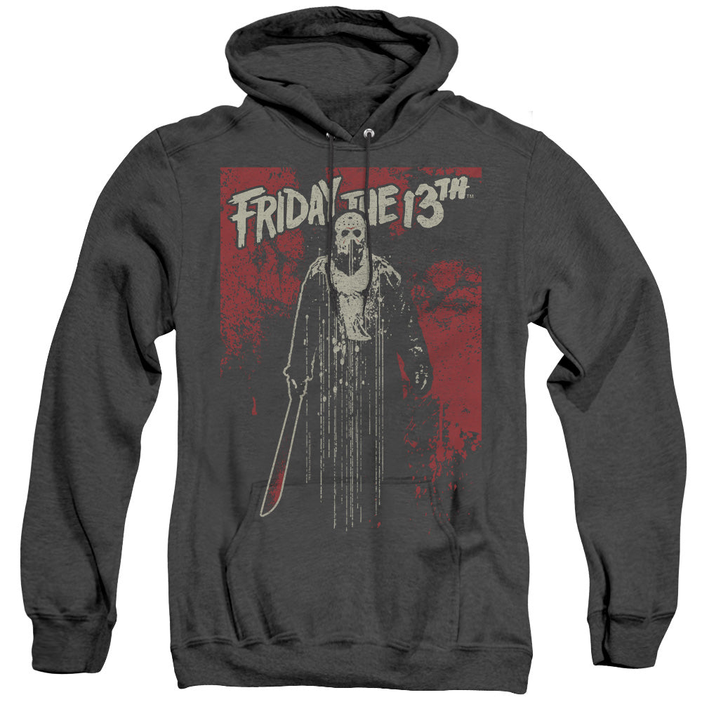 FRIDAY THE 13TH/DRIP - ADULT HEATHER HOODIE - BLACK