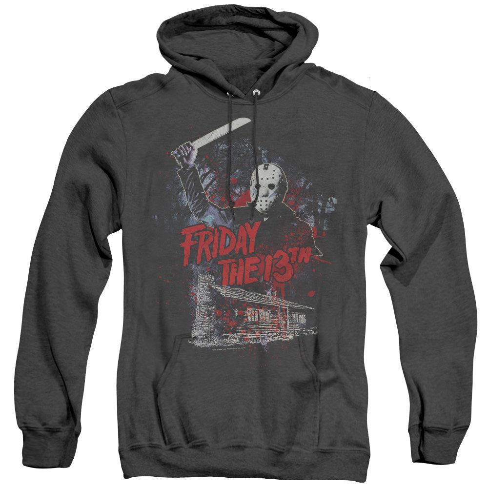 FRIDAY THE 13TH/CABIN - ADULT HEATHER HOODIE - BLACK