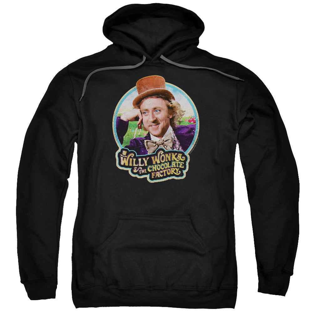WILLY WONKA AND THE CHOCOLATE FACTORY/ITS SCRUMDIDDLYUMPTIOUS - ADULT PULLOVER HOODIE - BLACK