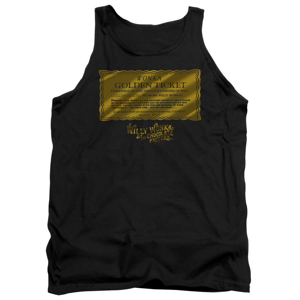 WILLY WONKA AND THE CHOCOLATE FACTORY/GOLDEN TICKET - ADULT TANK - BLACK