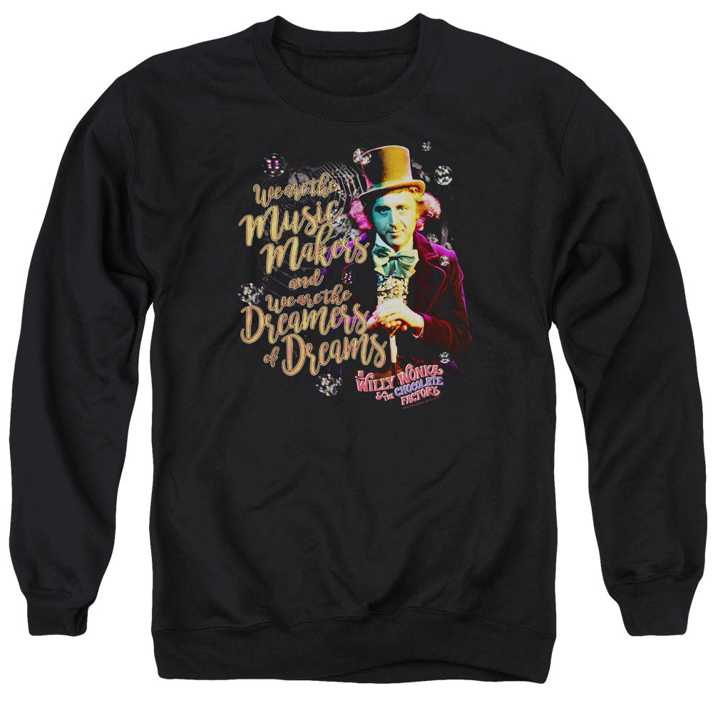 WILLY WONKA AND THE CHOCOLATE FACTORY/MUSIC MAKERS - ADULT CREWNECK SWEATSHIRT - BLACK