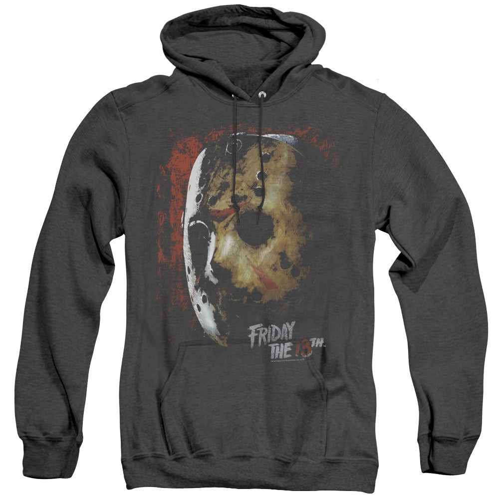 FRIDAY THE 13TH/MASK OF DEATH - ADULT HEATHER HOODIE - BLACK