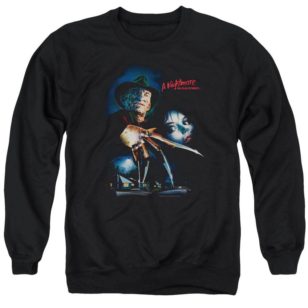NIGHTMARE ON ELM STREET/ELM STREET POSTER - ADULT CREWNECK SWEATSHIRT - BLACK