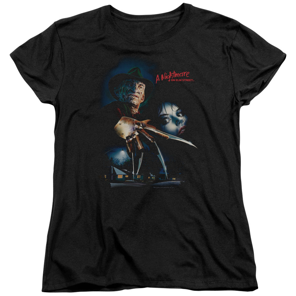 NIGHTMARE ON ELM STREET/ELM STREET POSTER - S/S WOMENS TEE - BLACK