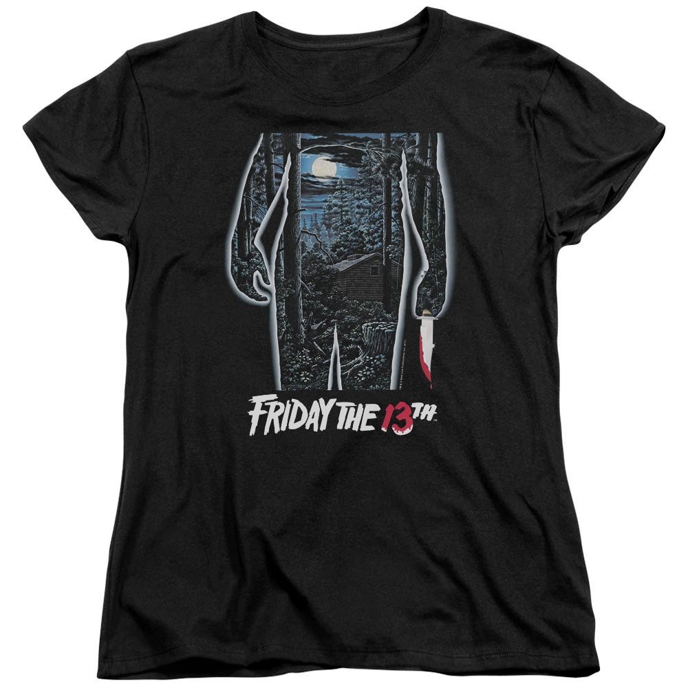 FRIDAY THE 13TH/13TH POSTER - S/S WOMENS TEE - BLACK